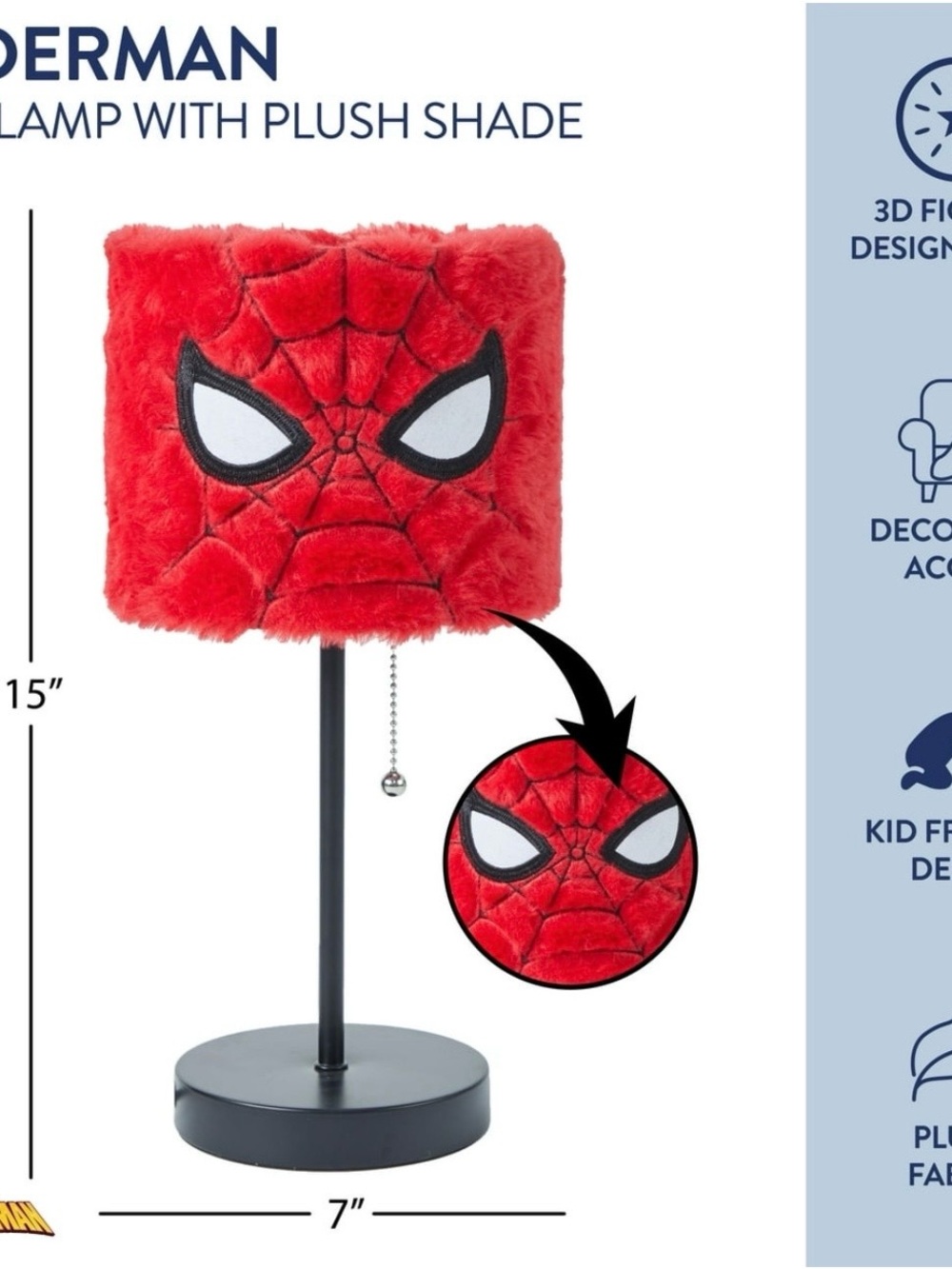 Marvel Red Spider-Man Plush Table Lamp - Picture 2 of 7